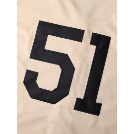 51 Baseball Jersey Sewn With High-quality Shirt, Durable And Comfortable Short Sleeved Sports Shirt, Beige S-3XL