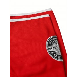 Men'S # 10 Red Baseball Shirt With Embroidered Letter V-neck Button Polyester Fiber Machine Washable - Perfect For Sports And Casual Size S-3XL