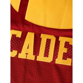 Men'S Red #14 Embroidered Football V-Neck Sports With Slight Stretch, Breathable Loose Fit For Casual, Outdoor, Hiking & Team Sports - Four Seasons Knit Fabric Shirt