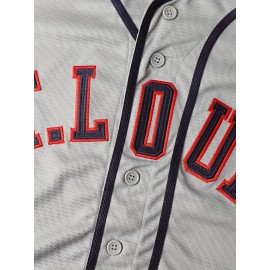 Men's Gray V-Neck Baseball Jersey - 