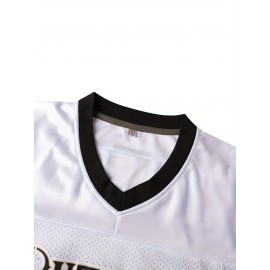 Men's #30 White American Football Jersey - V-Neck, 