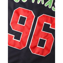 ATLiens 96 Navy Blue Men's Baseball Jersey - Stitched, Stretch Knit Fabric for Comfortable, Casual & Outdoor Team Sports, V-Neck, 