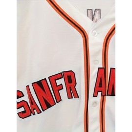 Men's #25 Embroidered Baseball Jersey - V-Neck, Button-Up, Polyester - Perfect for Sports & Casual Wear