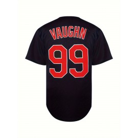 Men'S #99 Embroidered Baseball Jersey - V-Neck, Short Sleeve, Polyester - Perfect for Sports & Casual Wear, Deep Blue