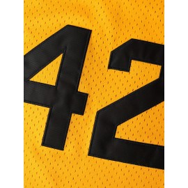 Men'S # 42 Yellow Basketball Shirt Embroidered Comfortable Outdoor Sportswear Suitable For Team Training And Competitions S-3XL