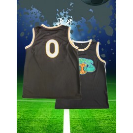 Men's #0 Embroidered Basketball Jersey - Breathable & Stretchy Sleeveless Sports Uniform for Training, Competition & Parties