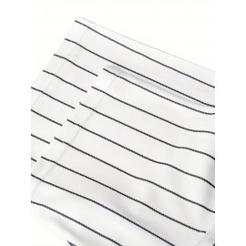 Men'S Black And White Striped # 2 Baseball Shirt With Classic Letter Embroidery Design, Breathable Button Style Short Sleeved Shirt Suitable For Training And Competition S-3XL