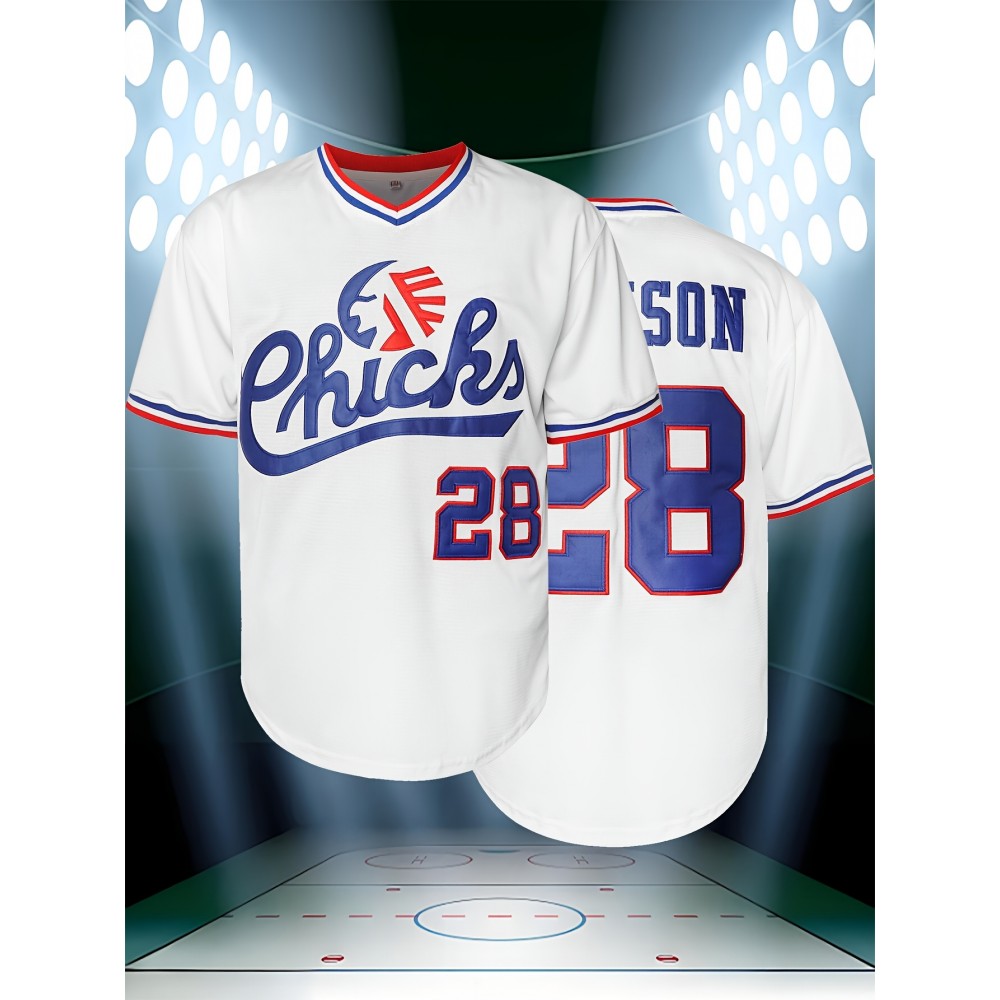 Men's V-Neck Baseball Jersey - #28 Embroidered, Breathable & Lightweight, Perfect for Training & Casual Wear, Sizes S-3XL