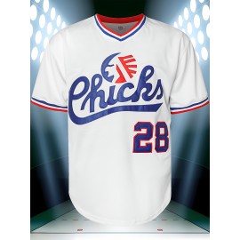 Men's V-Neck Baseball Jersey - #28 Embroidered, Breathable & Lightweight, Perfect for Training & Casual Wear, Sizes S-3XL