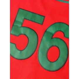 Men'S Classic Red Mexico 56 Baseball Jersey - V-Neck, Short Sleeve, Polyester - Ideal for Sports, Parties & Casual Wear