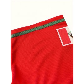 Men'S Classic Red Mexico 56 Baseball Jersey - V-Neck, Short Sleeve, Polyester - Ideal for Sports, Parties & Casual Wear