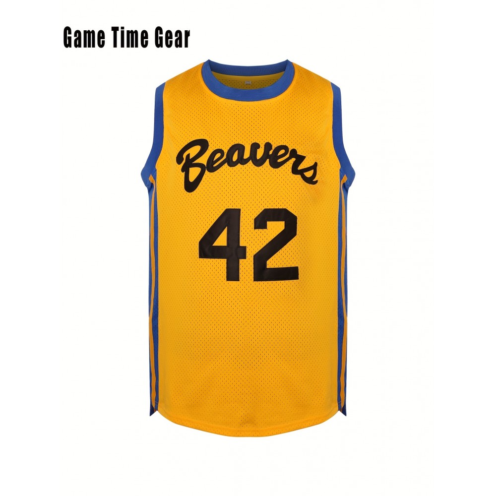 Men'S # 42 Yellow Basketball Shirt Embroidered Comfortable Outdoor Sportswear Suitable For Team Training And Competitions S-3XL